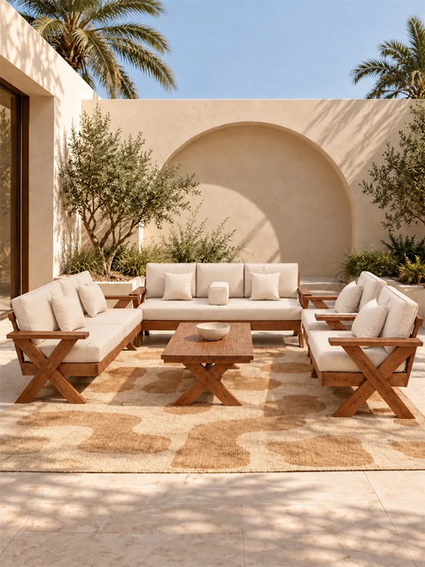 Samar 7-Seater Wooden Outdoor Lounge Set 3+2+1+1+coffee Table