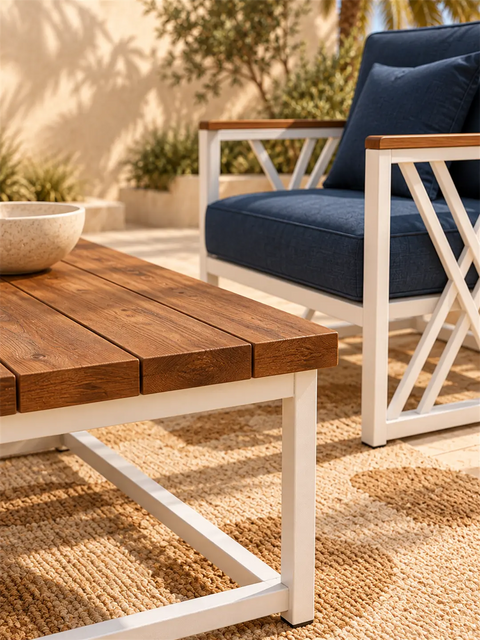 Safa 7-Seater White Metal Outdoor Lounge Set 3+2+1+1+coffee Table