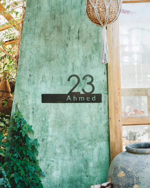 Custom Villa or House Number Sign + Name - Minimalist – Personalized Modern Address Plate - Style #3