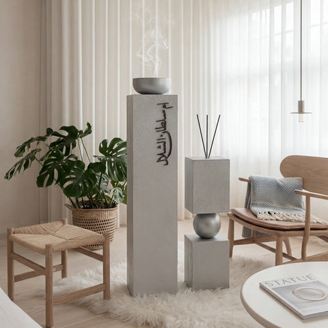 Shouq Signature Set | Personalized Mabkhara & Diffuser in Bespoke Arabic Calligraphy